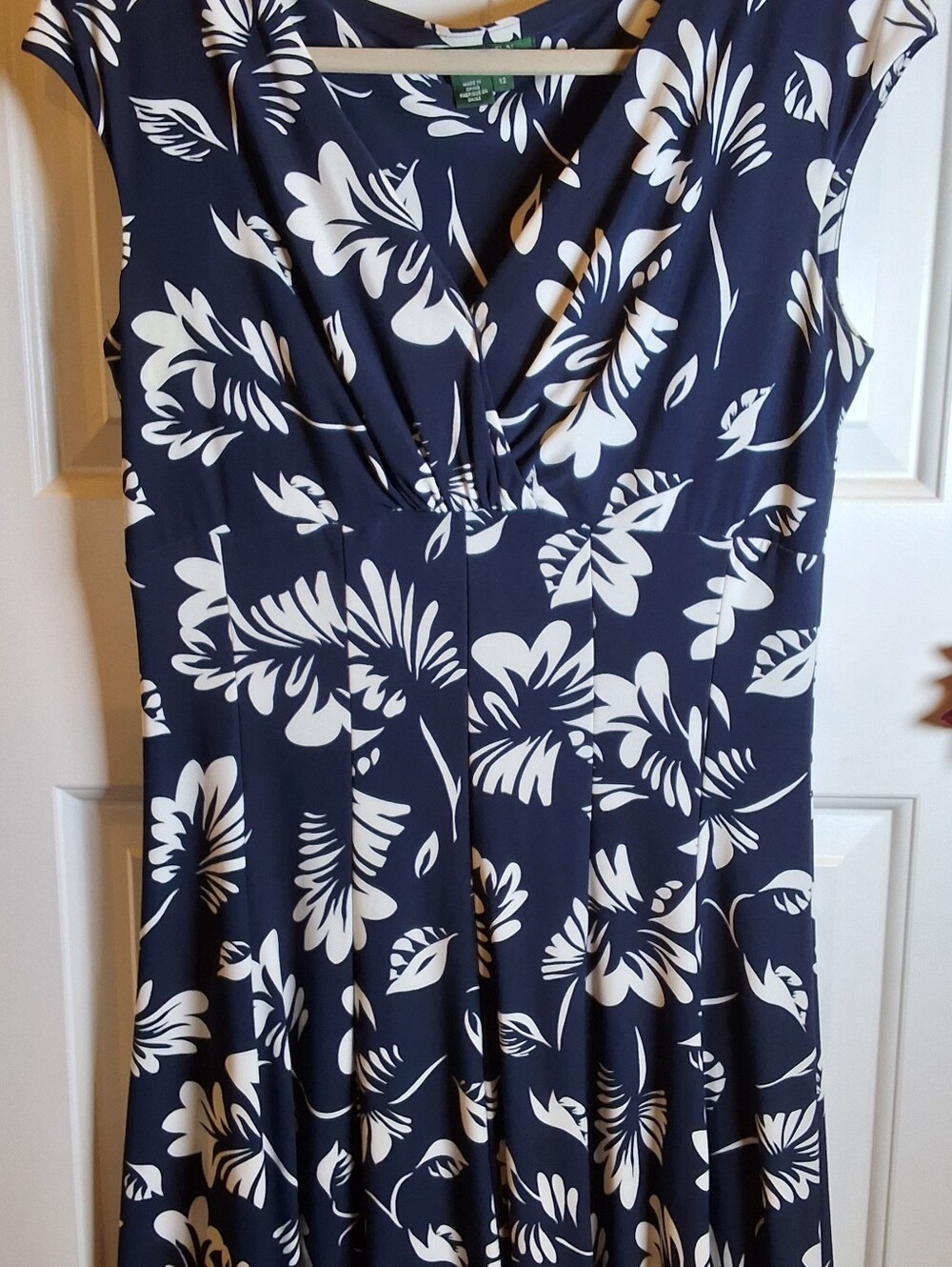 Lauren Ralph Lauren Navy and White Asymmetrical Floral Dress